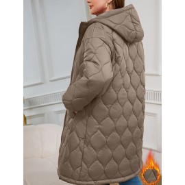 [Quilted Hooded Jacket] Soft Quilted Women's Elegant Hooded Jacket | All-Season Machine Washable Outerwear, Zipper Closure & Tailored Fit for Casual or Formal Wear, Everyday Comfort Coat