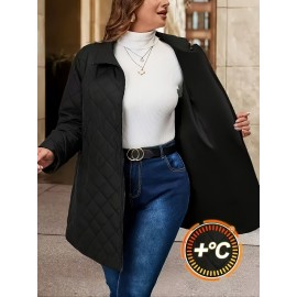 Plus Size, Women's Plus Size Winter Coat - Elegant Long Jacket with Pockets, Machine Washable Cold Weather Outerwear, Formal & Everyday Chic Outer Jacket for Women, Cold Weather Apparel, Nonstretch Fabric, Durable Construction