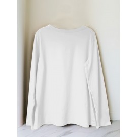 Floral Cross Print Women's Long Sleeve Crew Neck T-Shirt - 