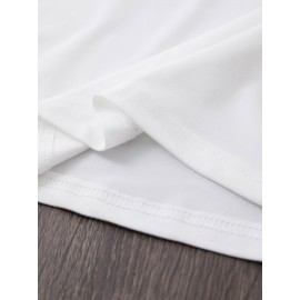 Summer Women's Letter Print Front and Back Fashion Short Sleeve T-Shirt, Comfortable Breathable Fabric, Casual Sporty Style, Suitable for Spring and Summer