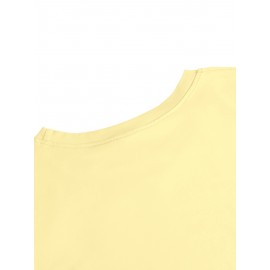 Women's West Coast Surf Gradient Tie-Dye Long Sleeve T-Shirt, Bright Yellow Crew Neck with Artistic Ocean Wave Print, Stretchy Polyester Blend, Casual Spring/Summer Sportswear, Machine Washable, Beach Wear