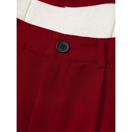 2pcs Set: Elegant Solid Color Ruffle Hem Blazer and Flared Pants, Casual Business Outfit