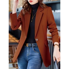 Elegant Red Blazer with Golden Buttons - Stylish Long Sleeve Women'S Suit Jacket, Suitable for Work and Leisure, Autumn and Winter, Casual Workwear | Chic Blazer with Fashionable Button Details, Ladies' Blazer QL25