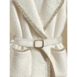 Turn- collar long-sleeve tweed jacket, Women's suit coat