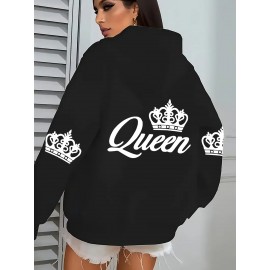 [Queen Crown Hoodie] Plus Size Women's Pink 