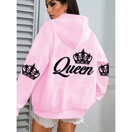 [Queen Crown Hoodie] Plus Size Women's Pink 