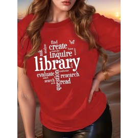 [Library Graphic Print Tee] Plus Size Women's 