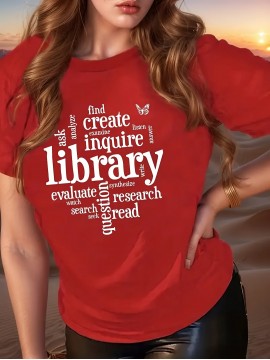 [Library Graphic Print Tee] Plus Size Women's 